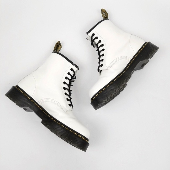 Dr. Martens 1460 Bex Lug Sole Combat Platform Boots 90s Grunge Y2k Neopunk White - Picture 2 of 9